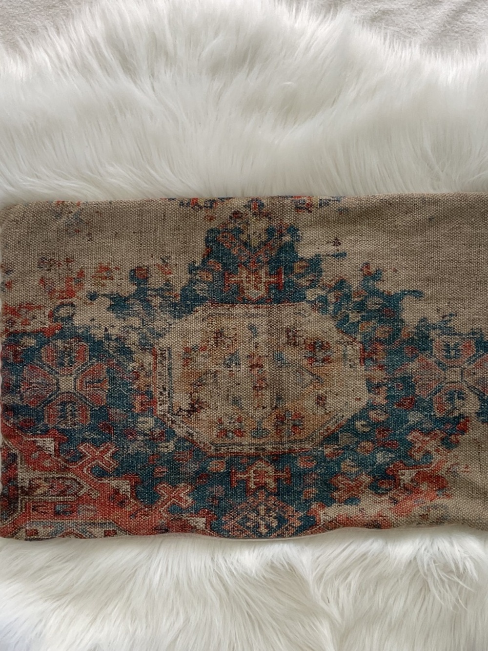 Pottery Barn Navin Print Lumbar Pillow Cover 16”x26” Cotton Linen Rustic Cottage